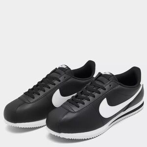 Nike Cortez Basic Leather Black White Shoes US 6.5 Preowned